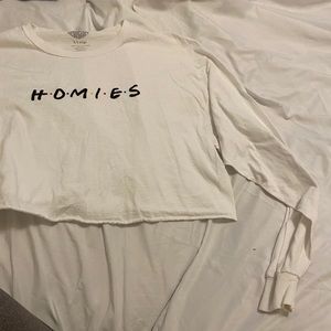 White “homies” crop top